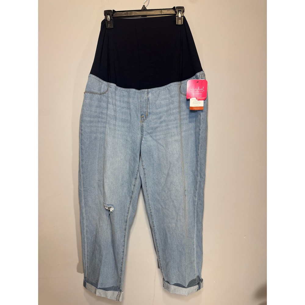 Isabel Maternity by Ingrid & Isabel Boyfriend Jeans Light Wash Distressed 18 NEW